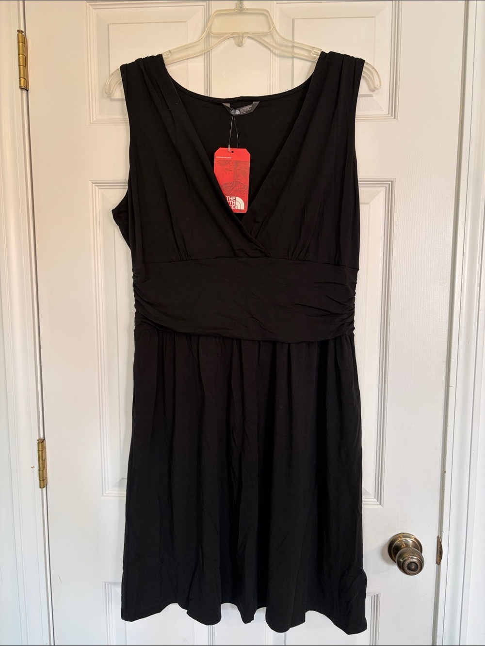 The North Face Black Sleeveless V-Neck Gathered Waist Dress